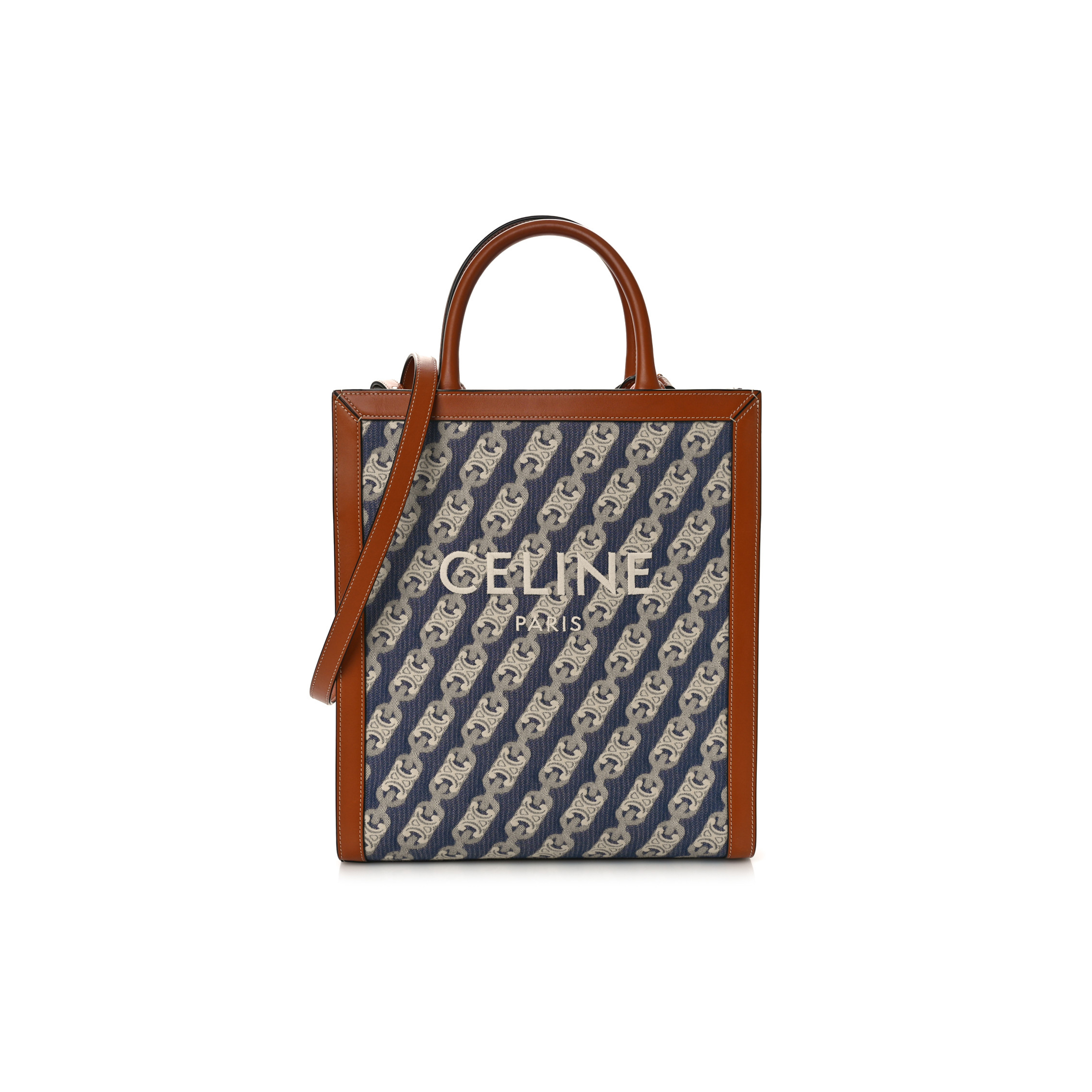 CELINE SMALL TOTE IN CABAS MAILLON TRIOMPHE JACQUARD AND CALFSKIN 192082CXG.19RT (32*29*8cm)